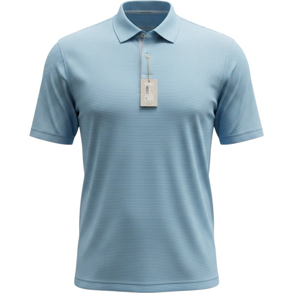NWT Peter Millar Featherweight UPF50 Polo Shirt XL Blue Stripe SEAPT Golf Sporty